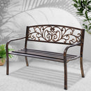 Gardeon Outdoor Garden Bench Seat Steel Outdoor Furniture 3 Seater Park Bronze-7