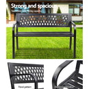 Gardeon Outdoor Garden Bench Seat Steel Outdoor Furniture 2 Seater Park Black-5