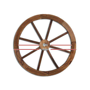 Gardeon Garden Decor Outdoor Ornament 2X Wooden Wagon Wheel - 0