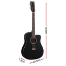 Alpha 42 Inch Acoustic Guitar 12 Strings w/ Equaliser Electric Output Jack Black-2