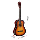 Alpha 39 Inch Classical Guitar Wooden Body Nylon String Beginner Gift Sunburst-2