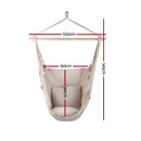 Gardeon Hammock Chair Outdoor Camping Hanging Hammocks Cushion Pillow Cream-2
