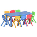Keezi 9PCS Kids Table and Chairs Set Children Study Desk Furniture Plastic 8 Chairs-1