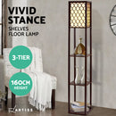 Artiss Floor Lamp 3 Tier Shelf Storage LED Light Stand Home Room Pattern Brown-3