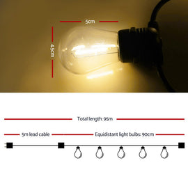 Jingle Jollys 95m LED Festoon String Lights Christmas Wedding Party Outdoor - 0