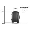 Wanderlite 20" 55cm Luggage Trolley Travel Set Suitcase Carry On Hard Shell Case Sets Lightweight Black-2