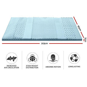 Giselle Bedding Memory Foam Mattress Topper 7-Zone 5cm King - 0