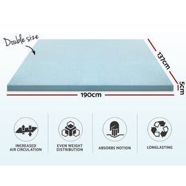 Giselle Bedding Memory Foam Mattress Topper Cool Gel 5cm Double - 0