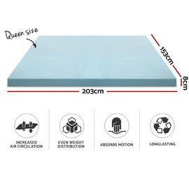 Giselle Bedding Memory Foam Mattress Topper Cool Gel 8cm Queen - 0