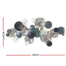 Artiss Metal Wall Art Hanging Sculpture 132cm Home Decor Leaf Circles Blue-2
