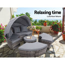 Gardeon Sun Lounge Setting Wicker Lounger Day Bed Patio Outdoor Furniture Grey-6