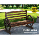 Gardeon Outdoor Garden Bench Wooden 2 Seat Wagon Chair Patio Furniture Brown-5