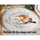 i.Pet Pet Bed Dog Cat 110cm Calming Extra Large Soft Plush White Brown-7