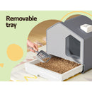 i.Pet Cat Litter Box Large Tray Kitty Toilet Enclosed Cat Litter Box Hooded Scoop Mat Grey-5
