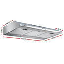 Devanti 900mm Range Hood 90cm Rangehood Stainless Steel-2