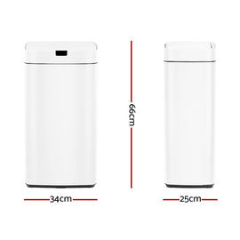 Devanti 45L Motion Sensor Bin Rubbish Automatic White - 0