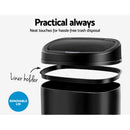 Devanti 58L Motion Sensor Bin Rubbish Automatic Black-5