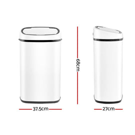 Devanti 58L Motion Sensor Bin Rubbish Automatic White - 0