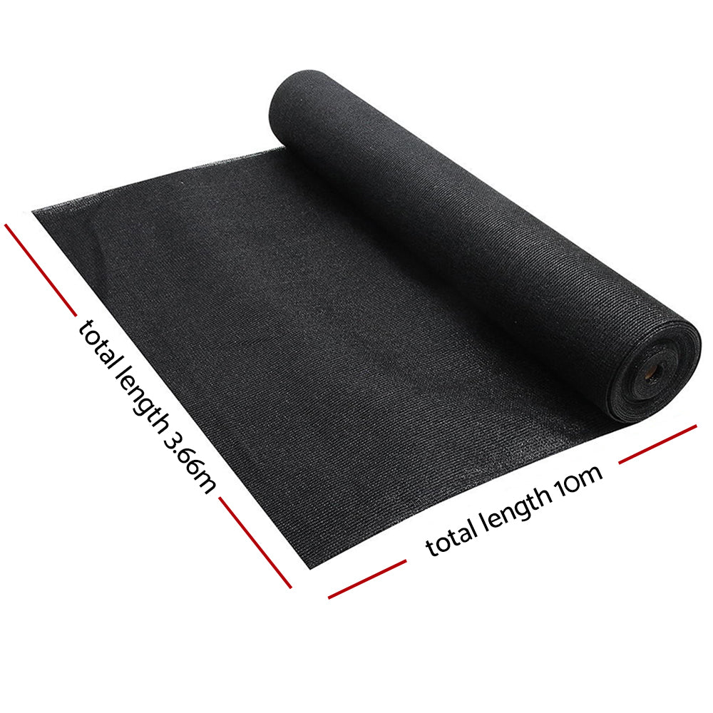 Instahut 90% Shade Cloth 3.66x10m Shadecloth Sail Heavy Duty Black - 0
