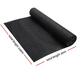 Instahut 90% Shade Cloth 3.66x30m Shadecloth Sail Heavy Duty Black - 0