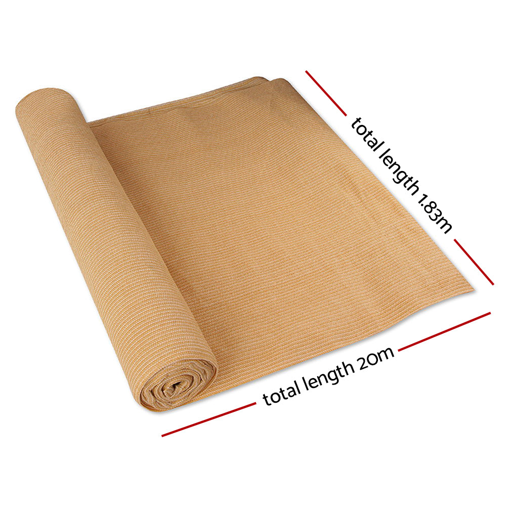 Instahut 70% Shade Cloth 1.83x20m Shadecloth Sail Heavy Duty Beige - 0