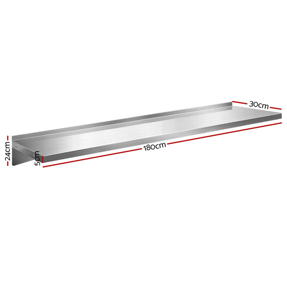 Cefito 1800mm Stainless Steel Kitchen Wall Shelf Mounted Rack - 0