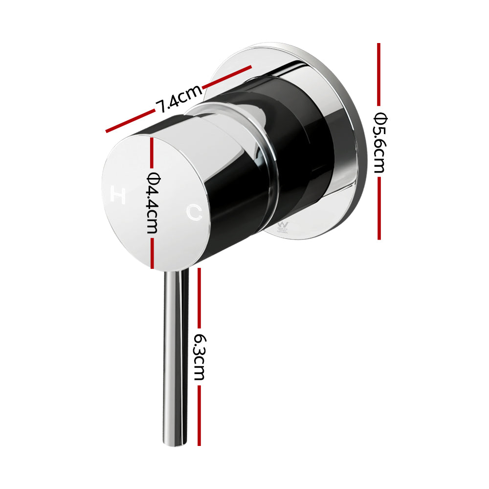 Cefito Basin Mixer Wall Tap Round Brass Faucet Shower Bathtub Chrome - 0