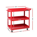 Giantz 3-Tier Tool Cart Trolley Workshop Garage Storage Organizer Red-2