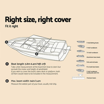 Seamanship Boat Cover 19-21ft Trailerable Jumbo Marine Grade Heavy Duty Grey - 0