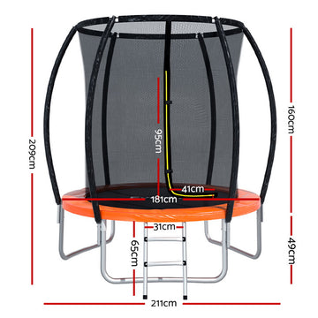 Everfit 6FT Trampoline for Kids w/ Ladder Trampoline Enclosure Safety Net Rebounder Orange - 0