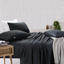 Elan Linen 100% Egyptian Cotton Vintage Washed 500TC Charcoal Double Bed Sheets Set-1