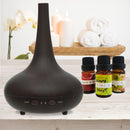 Essential Oil Diffuser Ultrasonic Humidifier Aromatherapy LED Light 200ML 3 Oils - Dark Wood Grain-2