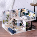 Dollhouse Miniature with Furniture Kit Plus Dust Proof and Music Movement - Cozy time-7