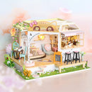 Dollhouse Miniature with Furniture Kit Plus Dust Proof and Music Movement - Cat Coffee (Valentine's Day Gift Idea)-7