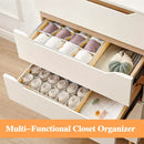 Set of 2 Fabric Drawer Organizer Divider Storage Boxes for Storing Socks, Underwear, Ties, Scarves (Beige)-5