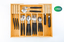 2 Pack Large Capacity Bamboo Expandable Drawer Organizer with Knife Block Holder for Home Kitchen Utensils-4