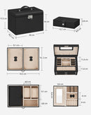 Jewelry Box 3 Layers Organizer Lockable Storage-5