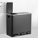 3x18L Kitchen Recycling Bins, Black-4