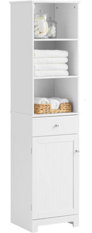 Tall Bathroom Storage Cabinet 3 Shelves, White-1