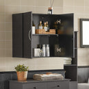Wall Storage Cabinet Double Doors, Black-5