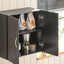 Wall Storage Cabinet Double Doors, Black-7