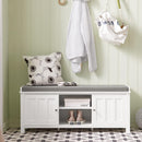 Shoe Cabinet Bench, White-5