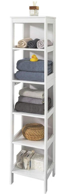 5 Tier Bathroom Shelf Cabinet, White-1