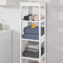 5 Tier Bathroom Shelf Cabinet, White-5