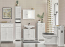 Wooden Bathroom Storage Cabinet, White-4