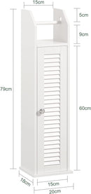Wooden Bathroom Storage Cabinet, White-5