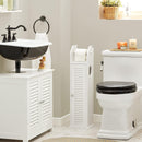 Wooden Bathroom Storage Cabinet, White-9