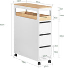 Storage Cart Narrow Cabinet Wheels Tray Drawers-3