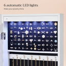 Jewelry Cabinet LED Lights, Mirror Organizer, Rustic Brown-7