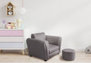 Kids Grey Couch Sofa Chair w/ Footstool in PU Leather-5